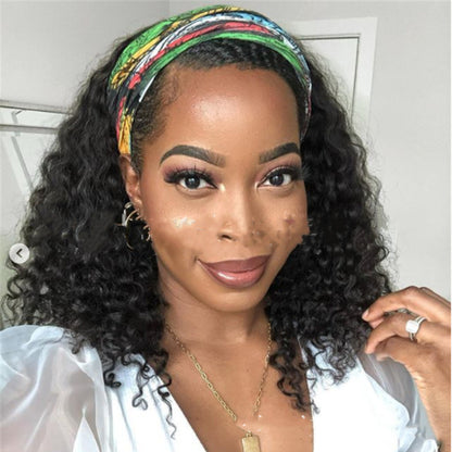 Headband Mid-length Wigs - Human Hair Blend