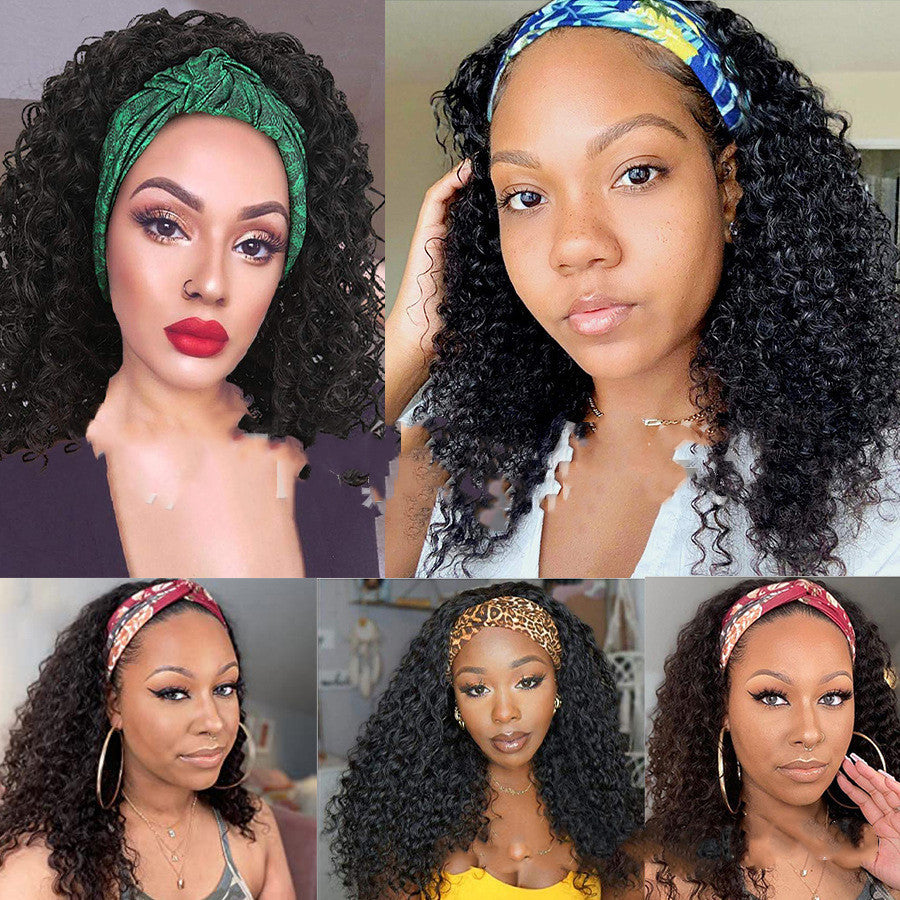 Headband Mid-length Wigs - Human Hair Blend