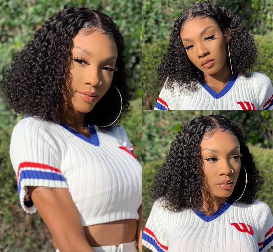 Kinky Curly Short Bob - Human Hair Lace Front Wig