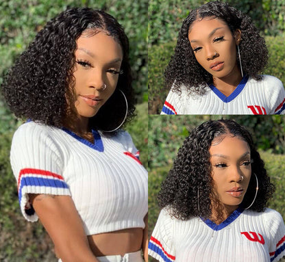 Kinky Curly Short Bob - Human Hair Lace Front Wig